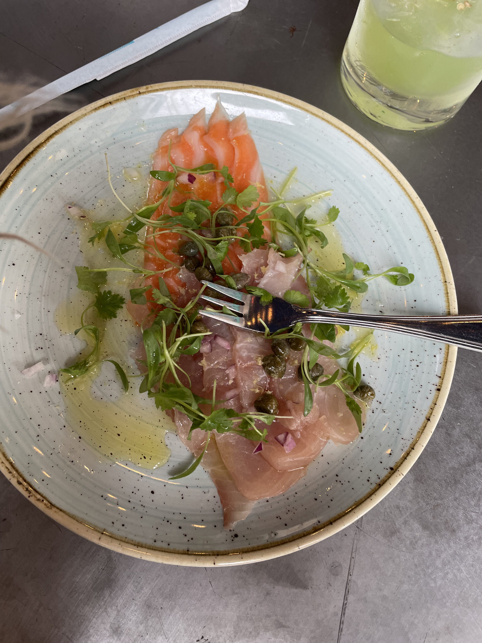 Salmon, Albacore, and Yellow Tail Sashimi with Olive Oil